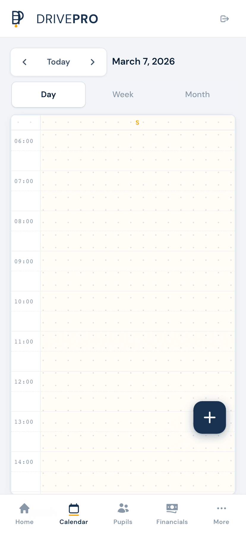 DrivePro calendar on mobile