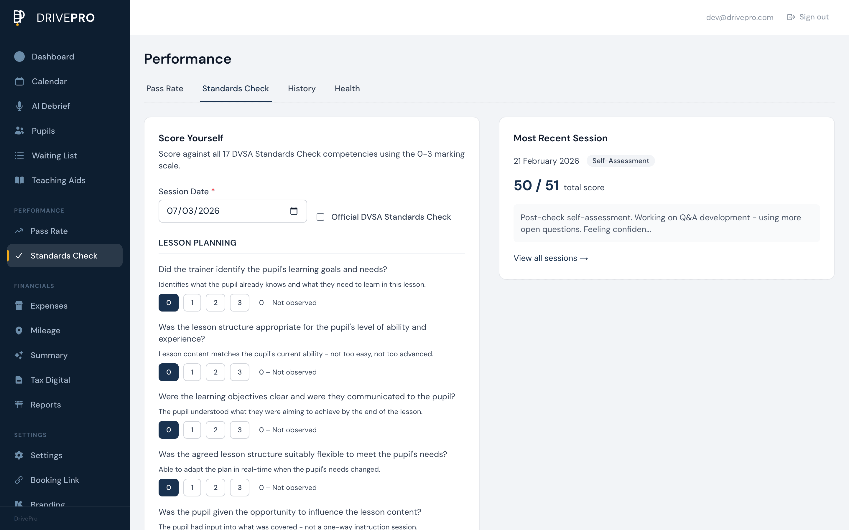 Standards Check screenshot